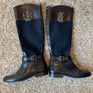 Tory Burch Black Leather Riding Boots
